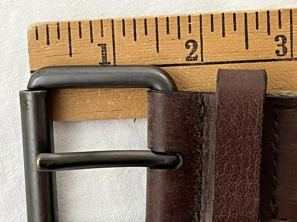 Cotton Leather Belt 40 Brown Trim Military Style Buckle Army Green Beige Webbed